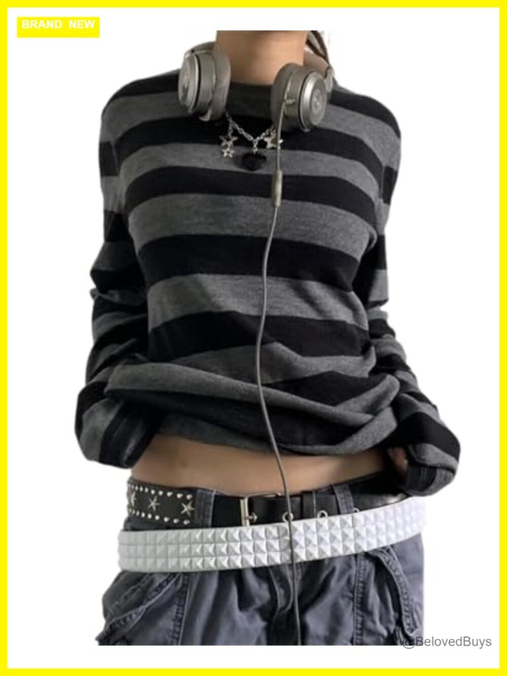 Women's Striped Long Sleeve T-Shirt Fairy Grunge Streetwear Loose Fit Top